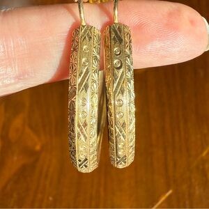 14k Diamond Etched Hoop Earrings 14gms